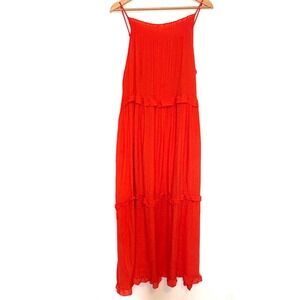 Studio B by Bobeau, Coral/Orange Summer Maxi Dress, Flowy‎ Size L